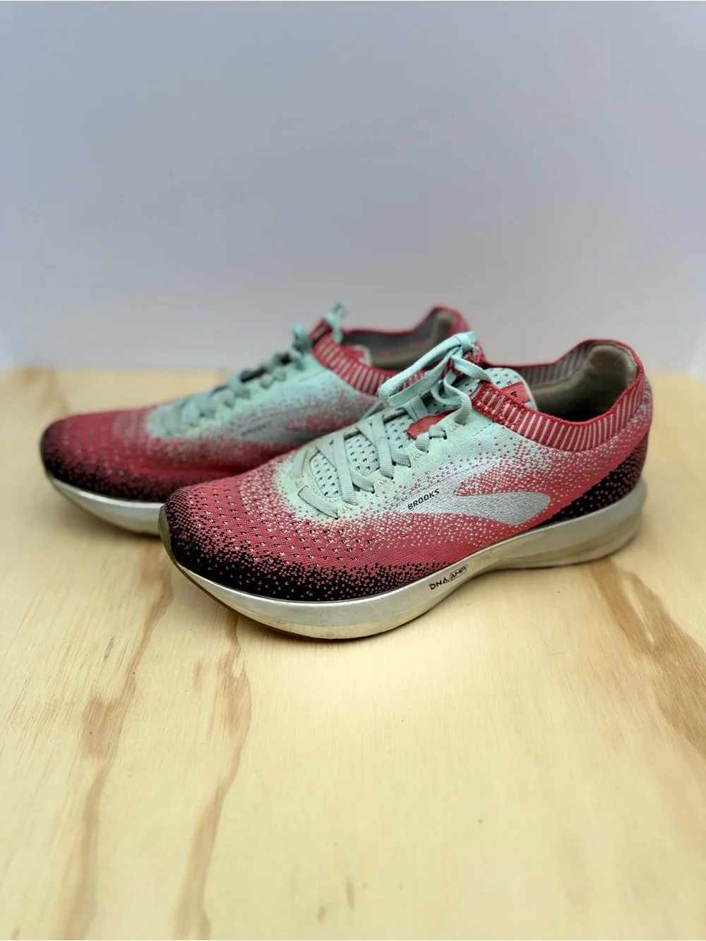 Brooks Levitate Knit Running Shoes in Coral and Mint
